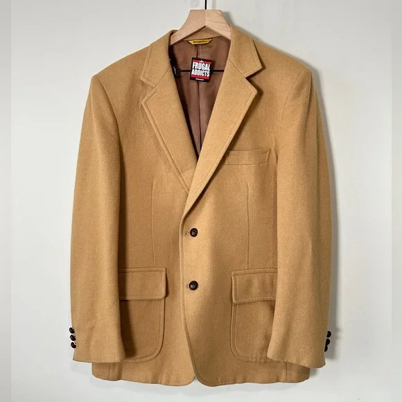 Vintage Camel Wool Mens Blazer Sports Coat Size 40R
